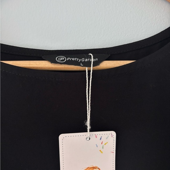 NWT Pretty Garden Top Black Sleeveless with Cream Trim Boho Chic L - Picture 5 of 8